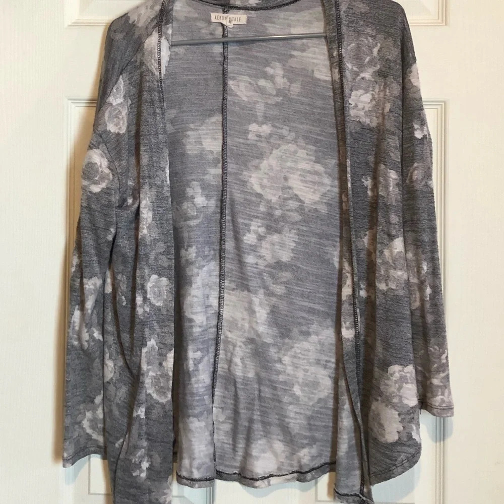 Y2K Aeropostale Floral Grey Cardigan Women’s XS Lightweight Burnout White GUC